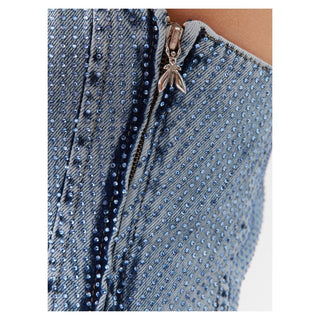 Chic Rhinestone Studded Denim Top