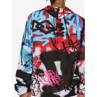 Graffiti-inspired Nylon Hooded Jacket