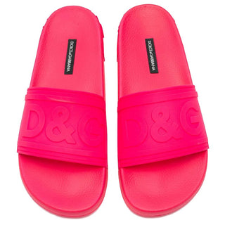 Chic Fuchsia Rubber Slippers With Logo Detail