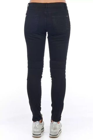 Elegant Biker Stretch Denim Jeans In Black