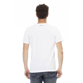 Crisp White Cotton Tee With Print Detail