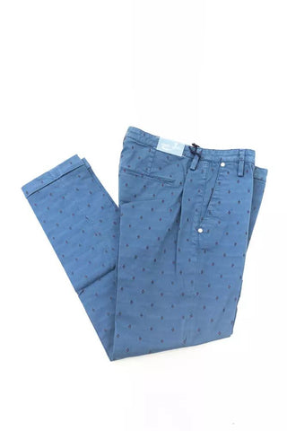 Sophisticated Blue Chino Jeans With Embroidered Logo