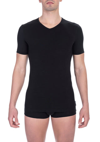 Black Cotton Men T-shirt