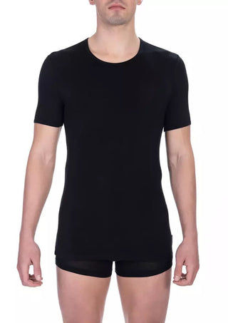 Black Viscose Men T-shirt