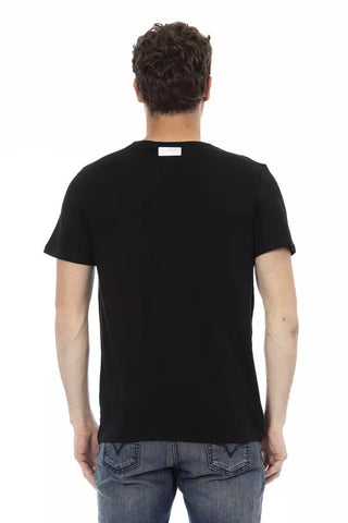 Sleek Black Cotton Tee With Bold Front Print