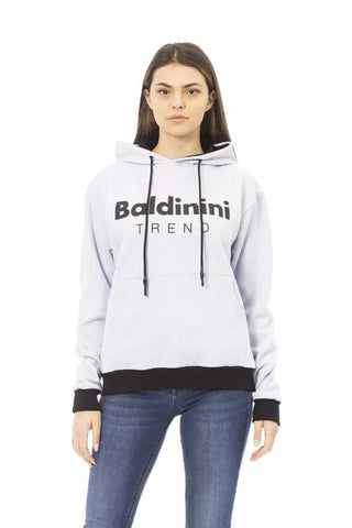 Chic White Cotton Fleece Hoodie With Front Logo