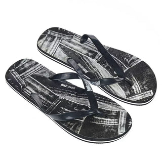 Sleek Black Logo Flip Flops For Men