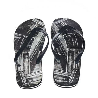 Sleek Black Logo Flip Flops For Men