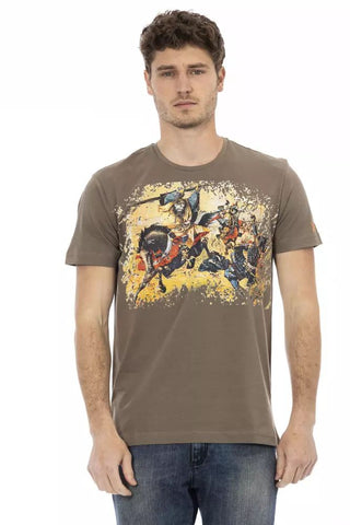 Brown Cotton Men T-shirt