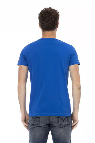 Sleek Blue Short Sleeve Round Neck Tee