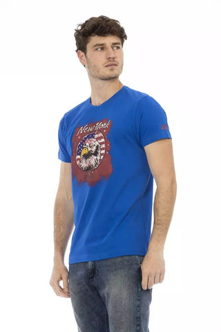 Sleek Blue Short Sleeve Round Neck Tee