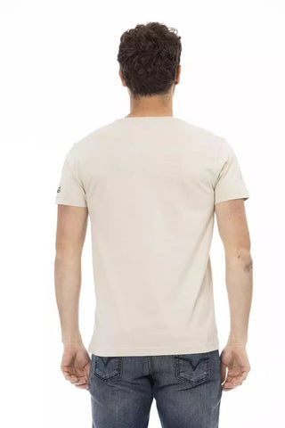 Beige Cotton Men T-shirt