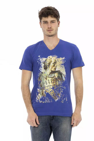 Blue Cotton Men T-shirt