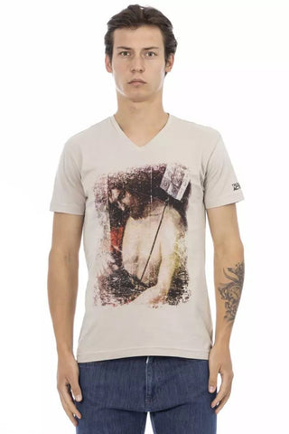 Beige Cotton Men T-shirt