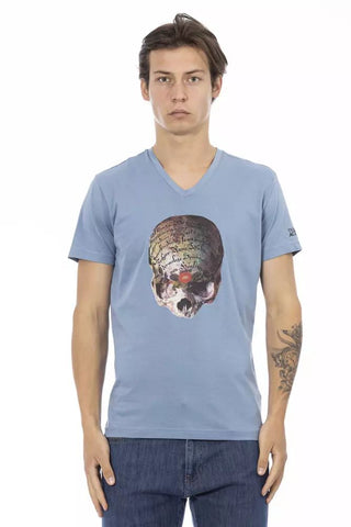 Light Blue Cotton Men T-shirt