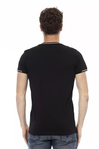 Sleek V-Neck Tee with Chest Print