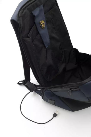 Sleek Blue Backpack With Signature Logo Detail