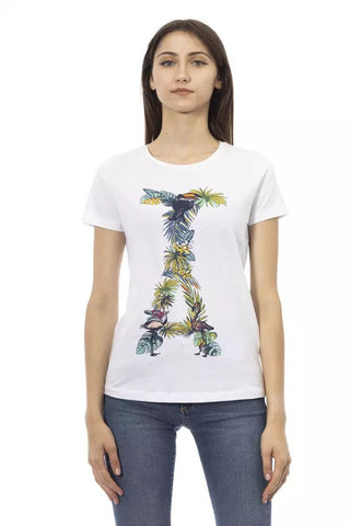 Elegant White Tee with Chic Front Print