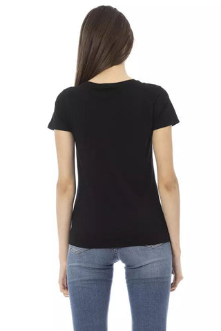 Chic V-Neck Tee with Front Print