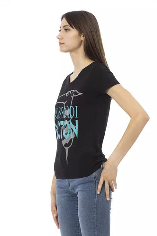 Chic V-Neck Tee with Front Print