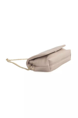 Chic Pink Leather Shoulder Bag With Golden Accents