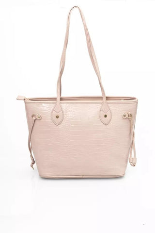 Elegant Pink Shoulder Bag With Golden Accents
