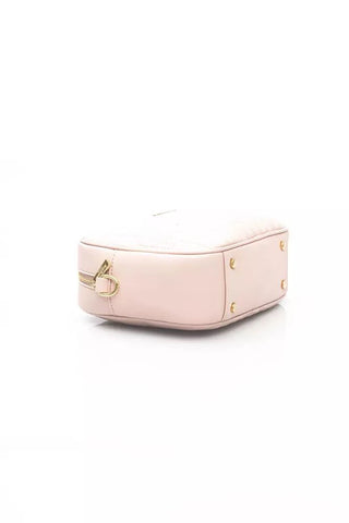 Elegant Pink Shoulder Bag With Golden Accents