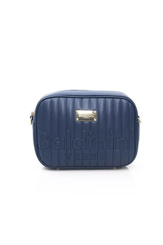 Elegant Blue Shoulder Bag With Golden Accents