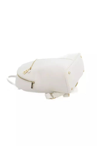 Chic White Backpack With Golden Accents