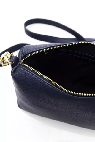 Elegant Blue Shoulder Bag With Golden Details