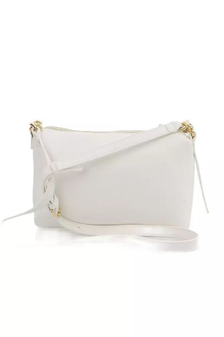 Elegant White Shoulder Bag With Golden Accents