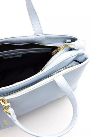 Elegant Light Blue Shoulder Bag With Golden Accents