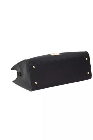 Elegant Black Shoulder Bag With Golden Accents