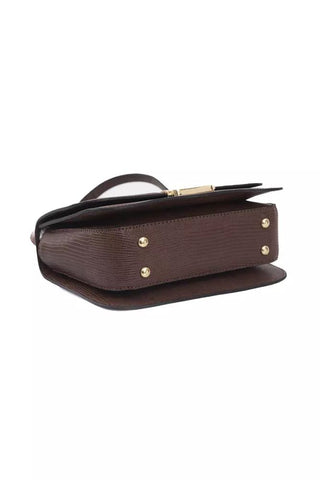 Elegant Brown Shoulder Bag With Golden Accents