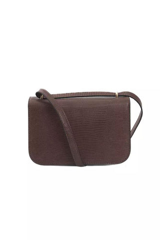 Elegant Brown Shoulder Bag With Golden Accents