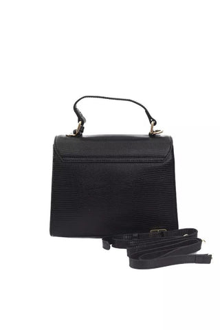 Elegant Black Shoulder Bag With Golden Accents