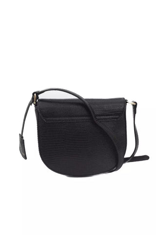 Elegant Black Shoulder Flap Bag With Golden Accents