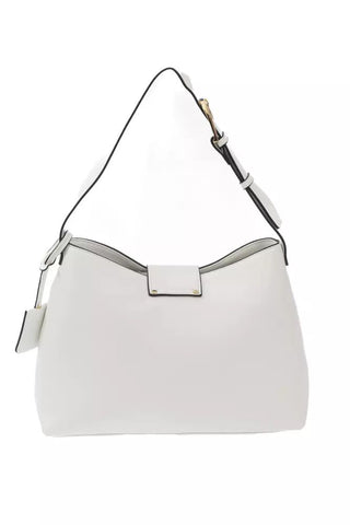 Chic White Flap Bag With Golden Accents