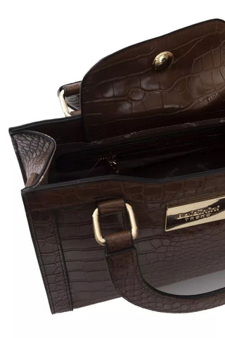 Elegant Brown Shoulder Bag With Golden Accents