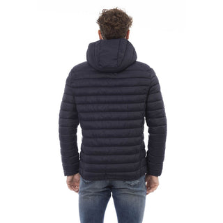 Quilted Men's Hooded Blue Jacket