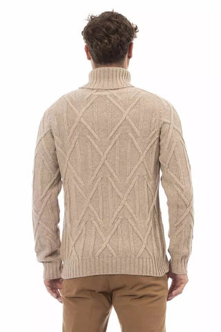 Elegant Beige Turtleneck Sweater For Men