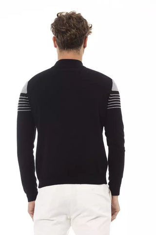 Black Viscose Men Sweater