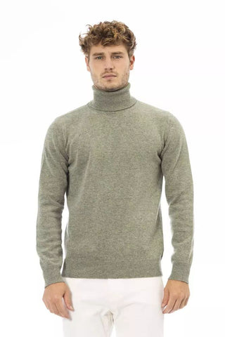 Chic Turtleneck Woolen Sweater In Lush Green