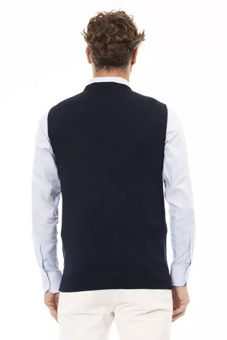 Elegant Blue V-neck Vest For Men