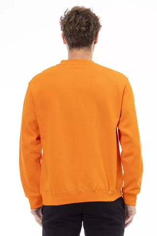 Chic Orange Crew Neck Fleece Sweater