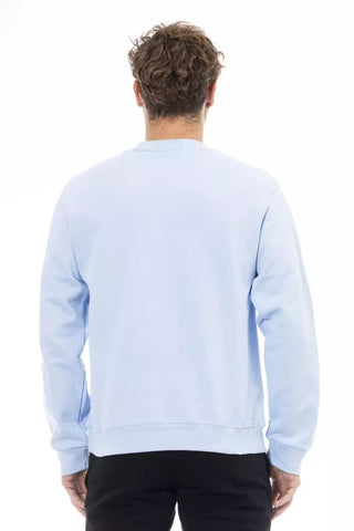 Elegant Crew Neck Fleece Sweater in Light Blue