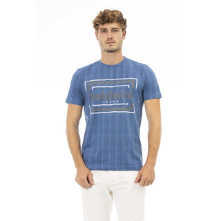 Blue Cotton Men T-shirt