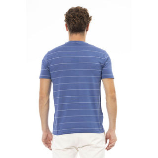 Blue Cotton Men T-shirt