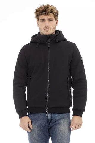 Black Polyester Men Jacket