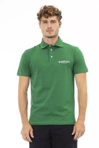 Green Cotton Men Polo